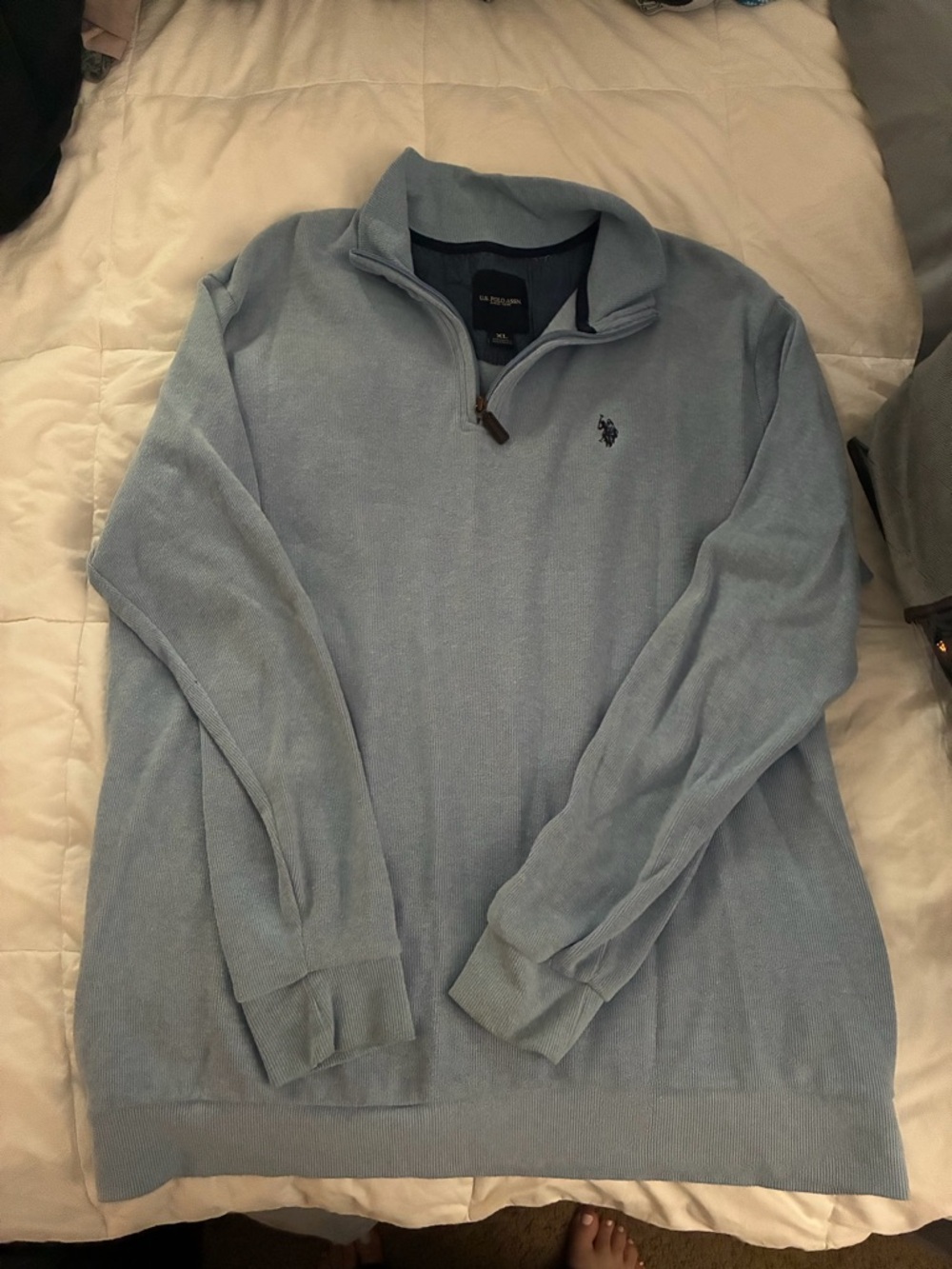 U.S. Polo Assn. Men's Pale Blue Quarter-Zip Sweater